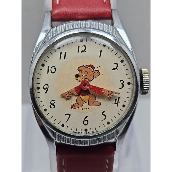 Rare Vintage US Time Disney WDP Bongo Bear Manual Wind Mechanical Watch Made USA main image 9